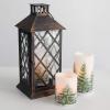 imageEldnacele Christmas Flickering Flameless Candles with 6 Hour Timer Silver Snowflake Decal Battery Operated Real Wax LED Pillar Candles Home Tabletop Holiday Decor3Pcs3456 InchesGreen Tree