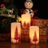 imageEldnacele Christmas Flickering Flameless Candles with 6 Hour Timer Silver Snowflake Decal Battery Operated Real Wax LED Pillar Candles Home Tabletop Holiday Decor3Pcs3456 InchesRed Tree