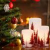 imageEldnacele Christmas Flickering Flameless Candles with 6 Hour Timer Silver Snowflake Decal Battery Operated Real Wax LED Pillar Candles Home Tabletop Holiday Decor3Pcs3456 InchesRed Tree