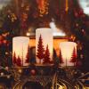imageEldnacele Christmas Flickering Flameless Candles with 6 Hour Timer Silver Snowflake Decal Battery Operated Real Wax LED Pillar Candles Home Tabletop Holiday Decor3Pcs3456 InchesRed Tree