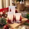 imageEldnacele Christmas Flickering Flameless Candles with 6 Hour Timer Silver Snowflake Decal Battery Operated Real Wax LED Pillar Candles Home Tabletop Holiday Decor3Pcs3456 InchesRed Tree
