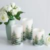 imageEldnacele Christmas Flickering Flameless Candles with 6 Hour Timer Silver Snowflake Decal Battery Operated Real Wax LED Pillar Candles Home Tabletop Holiday Decor3Pcs3456 InchesGreen Tree