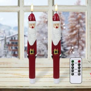 imageEldnacele Christmas Taper Flameless Candles with Remote and Timer Battery Operated Hand Painting Snowman 3D Wick Flickering Real Wax LED Candles Tabletop Holiday Xmas Decorations 2Pcs079quot114quotSanta