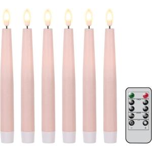 imageEldnacele Christmas Taper Flameless Candles with Remote and Timer Battery Operated Hand Painting Snowman 3D Wick Flickering Real Wax LED Candles Tabletop Holiday Xmas Decorations 2Pcs079quot114quot6 Pack Pink Short