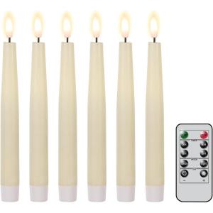 imageEldnacele Christmas Taper Flameless Candles with Remote and Timer Battery Operated Hand Painting Snowman 3D Wick Flickering Real Wax LED Candles Tabletop Holiday Xmas Decorations 2Pcs079quot114quot6 Pack Lvory