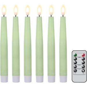 imageEldnacele Christmas Taper Flameless Candles with Remote and Timer Battery Operated Hand Painting Snowman 3D Wick Flickering Real Wax LED Candles Tabletop Holiday Xmas Decorations 2Pcs079quot114quot6 Pack Green Short