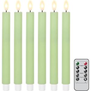 imageEldnacele Christmas Taper Flameless Candles with Remote and Timer Battery Operated Hand Painting Snowman 3D Wick Flickering Real Wax LED Candles Tabletop Holiday Xmas Decorations 2Pcs079quot114quot6 Pack Green