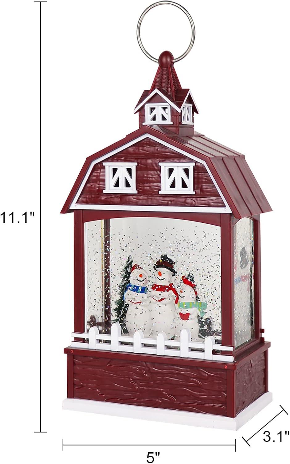 imageEldnacele Musical Snow Globe Lantern with Timer Lighted USBBattery Operated Swirling Singing Water Glittering Snow Globes Lamp for Adults and Kids Christmas Decoration CarRed Snowman