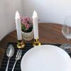 imageEldnacele 8 Pcs Flameless Window Taper Candles with Gold Holder and Suction Cups LED Battery Operated Flickering Electric Candles Remote and Timer Candlestick Christmas Home Wedding Dcor 9 Inch