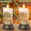 imageEldnacele Christmas Music Snow Globe Lantern with 6H Timer Battery Operated ampamp USB Powered Lighted Snowman Family Singing Snow Globe Candle Lamp Spinning Water Glitters Xmas Holiday DecorSnowman Sleigh Deer