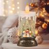 imageEldnacele Christmas Music Snow Globe Lantern with 6H Timer Battery Operated ampamp USB Powered Lighted Snowman Family Singing Snow Globe Candle Lamp Spinning Water Glitters Xmas Holiday DecorSnowman Family
