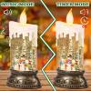 imageEldnacele Christmas Music Snow Globe Lantern with 6H Timer Battery Operated ampamp USB Powered Lighted Snowman Family Singing Snow Globe Candle Lamp Spinning Water Glitters Xmas Holiday DecorSnowman Family