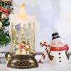 imageEldnacele Christmas Music Snow Globe Lantern with 6H Timer Battery Operated ampamp USB Powered Lighted Snowman Family Singing Snow Globe Candle Lamp Spinning Water Glitters Xmas Holiday DecorSnowman Family