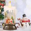 imageEldnacele Christmas Music Snow Globe Lantern with 6H Timer Battery Operated ampamp USB Powered Lighted Snowman Family Singing Snow Globe Candle Lamp Spinning Water Glitters Xmas Holiday DecorSanta Christmas Tree