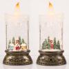 imageEldnacele Christmas Music Snow Globe Lantern with 6H Timer Battery Operated ampamp USB Powered Lighted Snowman Family Singing Snow Globe Candle Lamp Spinning Water Glitters Xmas Holiday DecorSnowy Cabin Scene