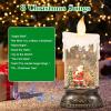 imageEldnacele Christmas Music Snow Globe Lantern with 6H Timer Battery Operated ampamp USB Powered Lighted Snowman Family Singing Snow Globe Candle Lamp Spinning Water Glitters Xmas Holiday DecorSanta Claus Reindeer