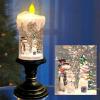 imageEldnacele Halloween Snow Globe Candles Lighted Lamp USB Powered Battery Operated Spooky Spinning Water Glittering Tornado Flameless Candles Skeleton Hand Holder Halloween Centerpiece DecorCastleCsanta