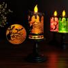 imageEldnacele Halloween Snow Globe Candles Lighted Lamp USB Powered Battery Operated Spooky Spinning Water Glittering Tornado Flameless Candles Skeleton Hand Holder Halloween Centerpiece DecorCastleACastle