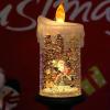 imageEldnacele Halloween Snow Globe Candles Lighted Lamp USB Powered Battery Operated Spooky Spinning Water Glittering Tornado Flameless Candles Skeleton Hand Holder Halloween Centerpiece DecorCastleCsnowman