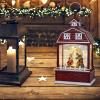 imageEldnacele Musical Snow Globe Lantern with Timer Lighted USBBattery Operated Swirling Singing Water Glittering Snow Globes Lamp for Adults and Kids Christmas Decoration CarRed Nativity