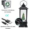 imageEldnacele Nativity Music Snow Globe Lantern with 6 Hour Timer Battery Operated ampamp USB Powered Singing Lighted Lamp Swirling Water Glittering Christmas Decoration Holiday Decor LanternSanta Sleigh
