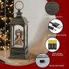 imageEldnacele Nativity Music Snow Globe Lantern with 6 Hour Timer Battery Operated ampamp USB Powered Singing Lighted Lamp Swirling Water Glittering Christmas Decoration Holiday Decor LanternBronze Angel