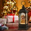imageEldnacele Nativity Music Snow Globe Lantern with 6 Hour Timer Battery Operated ampamp USB Powered Singing Lighted Lamp Swirling Water Glittering Christmas Decoration Holiday Decor LanternBronze Angel