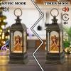 imageEldnacele Nativity Music Snow Globe Lantern with 6 Hour Timer Battery Operated ampamp USB Powered Singing Lighted Lamp Swirling Water Glittering Christmas Decoration Holiday Decor LanternBronze Angel