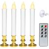 imageBattery Operated Taper Candle Lights Led Window Candles with Remote Warm White Bright Flickering Bulb 4 Pack with Gold Candle Holders and Suction Cups ChristmasWeddingBirthdayPartyDecoration