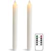 imageEldnacele Flameless Flickering Taper Candles with Remote and Timer Window Candles Warm Real Wax Unscented 952 Pack Ivory for Home Wedding Party Christmas DecorationIvory
