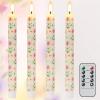 imageEldnacele Flameless Taper Spring Candles with Remote and Timer Battery Operated 3D Wick Real Wax Flickering Purple Flowers Decal 4 PCS LED Candles for Wedding Dinner Holiday Spring Decor4 Pack Yellow Flowers Decal