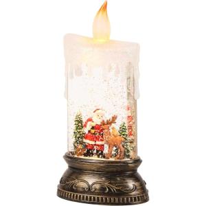 imageEldnacele Christmas Music Snow Globe Lantern with 6H Timer Battery Operated ampamp USB Powered Lighted Snowman Family Singing Snow Globe Candle Lamp Spinning Water Glitters Xmas Holiday DecorSanta Claus Reindeer