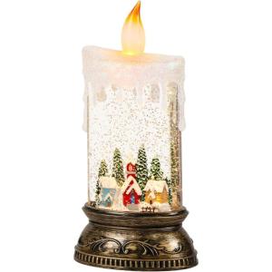 imageEldnacele Christmas Music Snow Globe Lantern with 6H Timer Battery Operated ampamp USB Powered Lighted Snowman Family Singing Snow Globe Candle Lamp Spinning Water Glitters Xmas Holiday DecorSnowy Cabin Scene