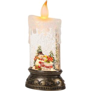 imageEldnacele Christmas Music Snow Globe Lantern with 6H Timer Battery Operated ampamp USB Powered Lighted Snowman Family Singing Snow Globe Candle Lamp Spinning Water Glitters Xmas Holiday DecorSnowman