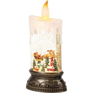imageEldnacele Christmas Music Snow Globe Lantern with 6H Timer Battery Operated ampamp USB Powered Lighted Snowman Family Singing Snow Globe Candle Lamp Spinning Water Glitters Xmas Holiday DecorSnowman Sleigh Deer