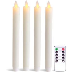 imageEldnacele Flameless Flickering Taper Candles with Remote and Timer Window Candles Warm Real Wax Unscented 952 Pack Ivory for Home Wedding Party Christmas Decoration4 Pack Ivory