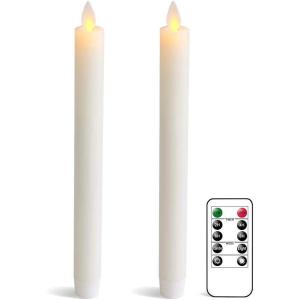 imageEldnacele Flameless Flickering Taper Candles with Remote and Timer Window Candles Warm Real Wax Unscented 952 Pack Ivory for Home Wedding Party Christmas DecorationIvory