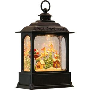 imageEldnacele Musical Snow Globe Lantern with Timer Lighted USBBattery Operated Swirling Singing Water Glittering Snow Globes Lamp for Adults and Kids Christmas Decoration CarSanta