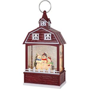 imageEldnacele Musical Snow Globe Lantern with Timer Lighted USBBattery Operated Swirling Singing Water Glittering Snow Globes Lamp for Adults and Kids Christmas Decoration CarRed Snowman