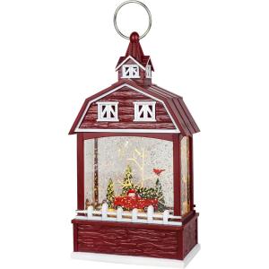 imageEldnacele Musical Snow Globe Lantern with Timer Lighted USBBattery Operated Swirling Singing Water Glittering Snow Globes Lamp for Adults and Kids Christmas Decoration CarRed Car