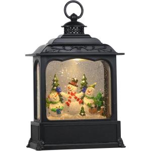 imageEldnacele Musical Snow Globe Lantern with Timer Lighted USBBattery Operated Swirling Singing Water Glittering Snow Globes Lamp for Adults and Kids Christmas Decoration CarSnowman