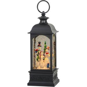 imageEldnacele Nativity Music Snow Globe Lantern with 6 Hour Timer Battery Operated ampamp USB Powered Singing Lighted Lamp Swirling Water Glittering Christmas Decoration Holiday Decor LanternBlack Snowman