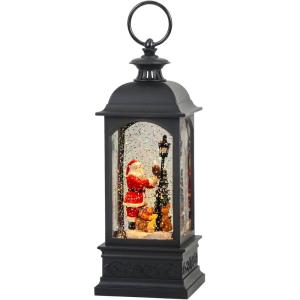 imageEldnacele Nativity Music Snow Globe Lantern with 6 Hour Timer Battery Operated ampamp USB Powered Singing Lighted Lamp Swirling Water Glittering Christmas Decoration Holiday Decor LanternBlack Santa
