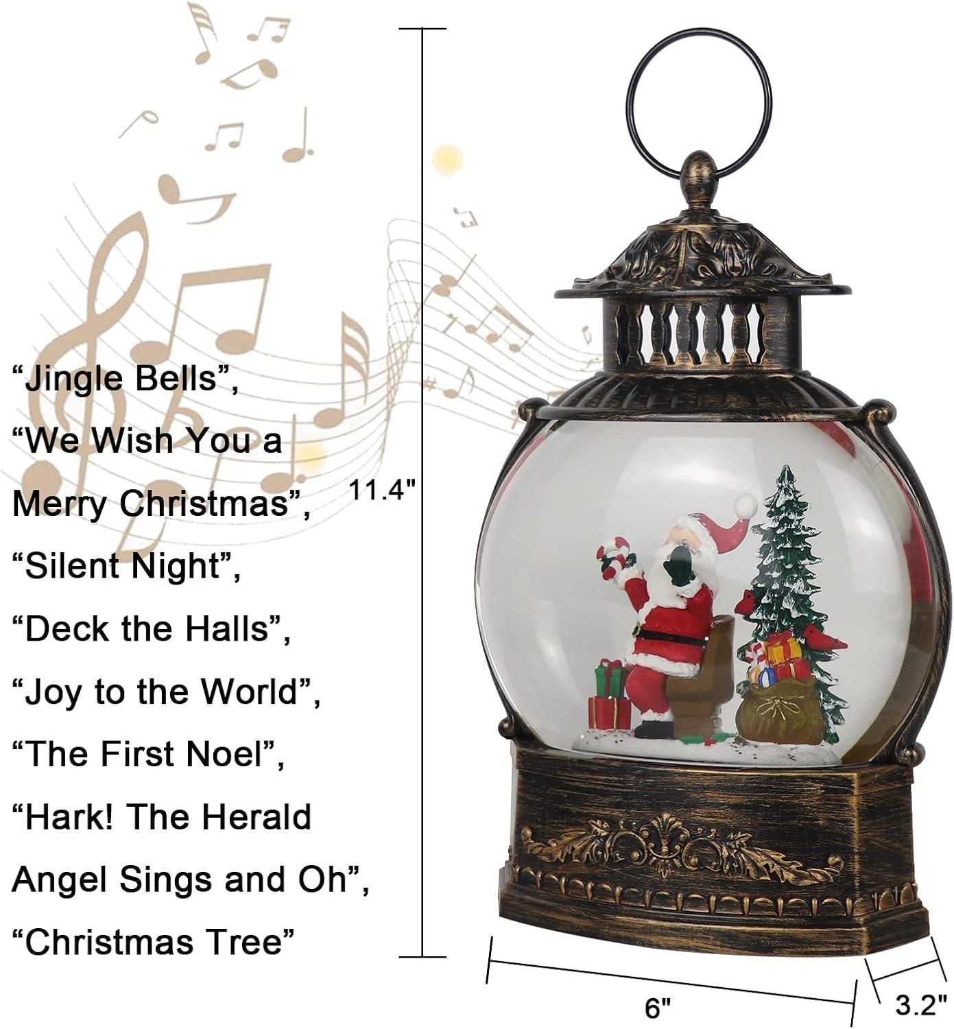 imageEldnacele Snow Globe Lighted Christmas Decorations Snowman Claus Singing Snow Globe Lantern with Swirling Glitter Holiday Party Gifts and DecorationsSanta