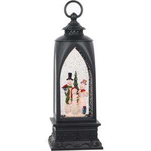 imageEldnacele 12 Christmas Snow Globe Lantern Snowman with Music ampamp Timer USB LinedBattery Operated Lighted Water Glittering Lantern for Christmas Festival Decoration Gifts  SnowmanSnowman