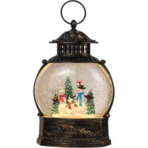 imageEldnacele Snow Globe Lighted Christmas Decorations Snowman Claus Singing Snow Globe Lantern with Swirling Glitter Holiday Party Gifts and DecorationsSnowman