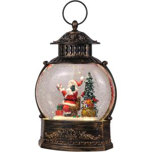 imageEldnacele Snow Globe Lighted Christmas Decorations Snowman Claus Singing Snow Globe Lantern with Swirling Glitter Holiday Party Gifts and DecorationsSanta