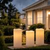 imageEldnacele Lage Solar Candles Outdoor Waterproof Rechargeable Solar Powered Flameless Flickering Dusk to Dawn White Plastic LED Pillar Candles for Lantern Garden Camping Holiday Decor 2Pcs D3H63 Pack White