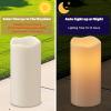 imageEldnacele Lage Solar Candles Outdoor Waterproof Rechargeable Solar Powered Flameless Flickering Dusk to Dawn White Plastic LED Pillar Candles for Lantern Garden Camping Holiday Decor 2Pcs D3H63 Pack White