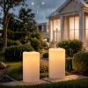 imageEldnacele Lage Solar Candles Outdoor Waterproof Rechargeable Solar Powered Flameless Flickering Dusk to Dawn White Plastic LED Pillar Candles for Lantern Garden Camping Holiday Decor 2Pcs D3H6White 35